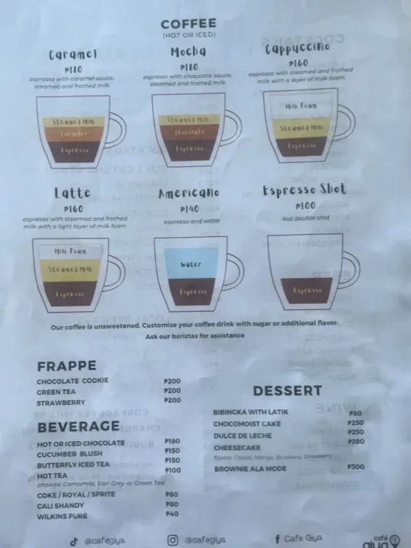 cafe giya menu