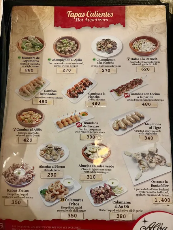 Alba Westgate Alabang menu