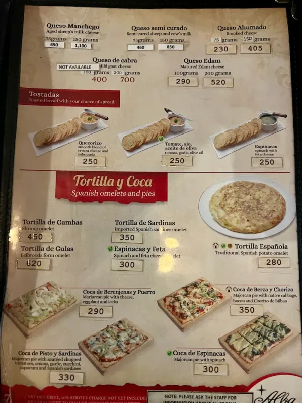 Alba Westgate Alabang menu