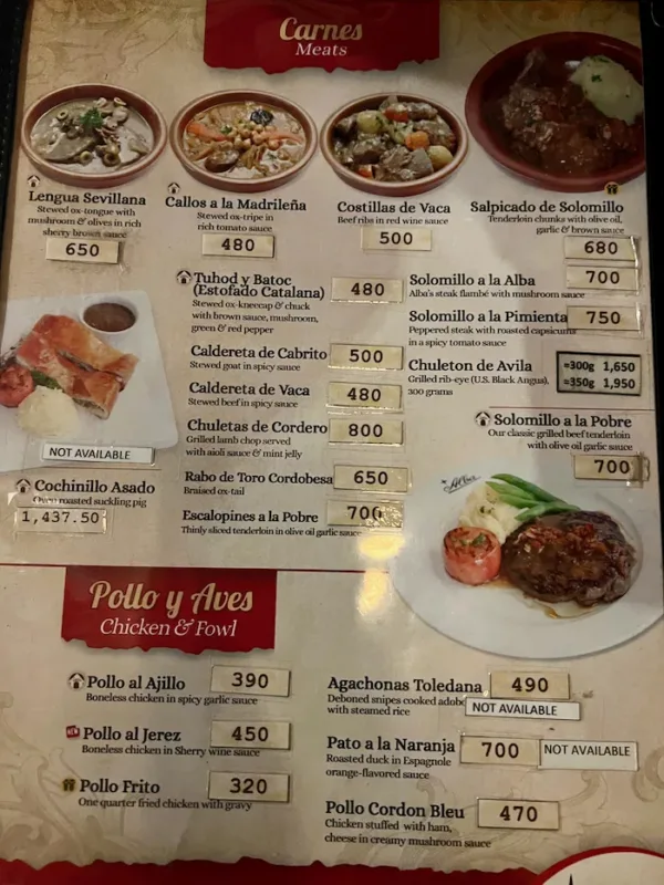 Alba Westgate Alabang menu