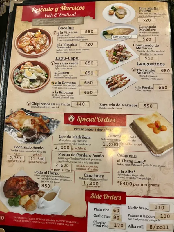 Alba Westgate Alabang menu